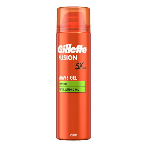 Gillette Fusion 5 Action jemný gel na holení s mandlovým olejem 200 ml
